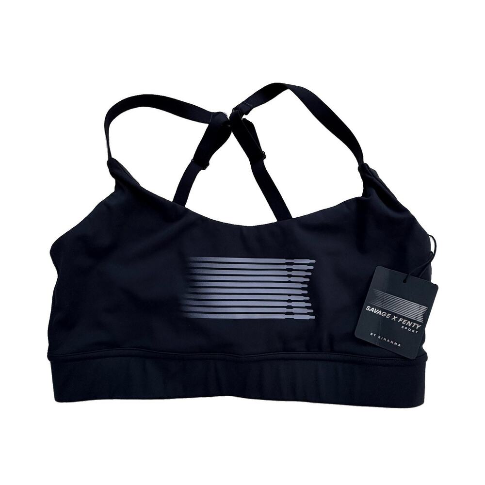 New Savage x Fenty by Rihanna Band-It Low-Impact Sports Bra Caviar Black XL NWT